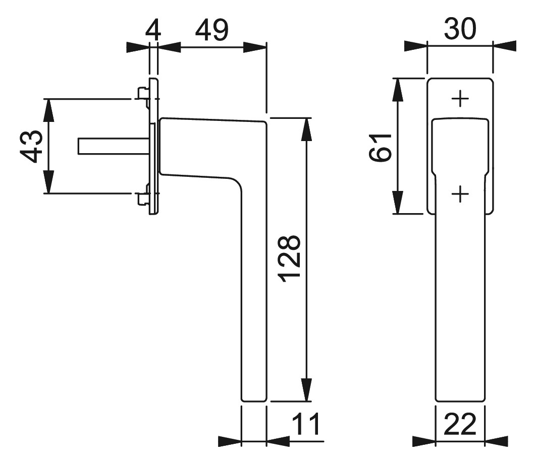 Bild Drehkipp-Fenstergriff, Austin 0769/U959, mit flacher eckiger Rosette, Vierkant 7x 32, schwarz matt - HOPPE-1