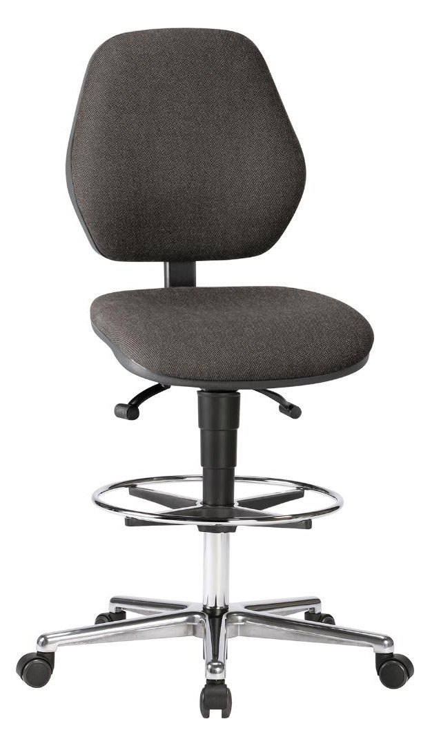 Bild Bimos Arbeitsstuhl Stoffpolster schwarz Sitzhöhe 620-870 mm mit Rollen / Fußring-0