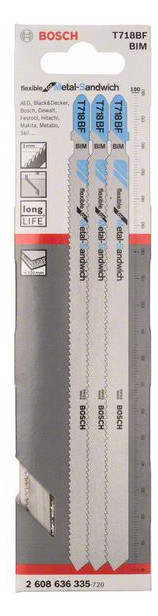 Bild Stichsägeblatt T 718 BF Bosch VE à 3 Stück Flexible f Metal-Sandwich-1