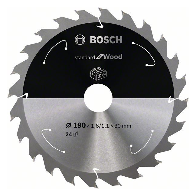 Bild HM-Kreissägeblatt 190x1,6/1,1x30 24Z Bosch VE à 1 Stück Standard Wood f Akkusäge-0