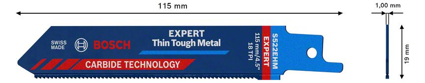 Bild Säbelsägeblatt EXPERT S 522 EHM Bosch VE à 1 Stück Thin Tough Metal-2