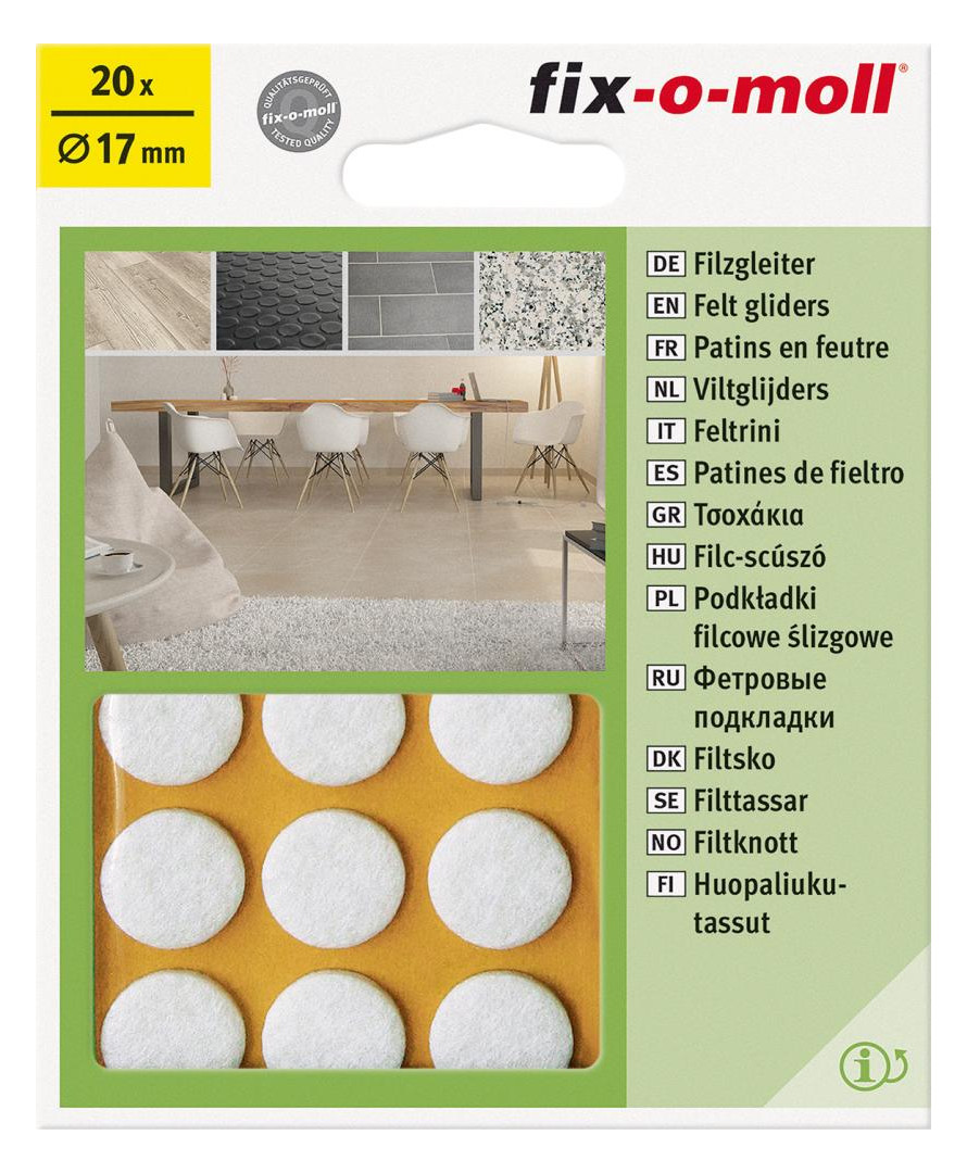 Bild Filzgleiter Ø 17 mm, selbstklebend, weiß Inhalt: 20 - suki-1