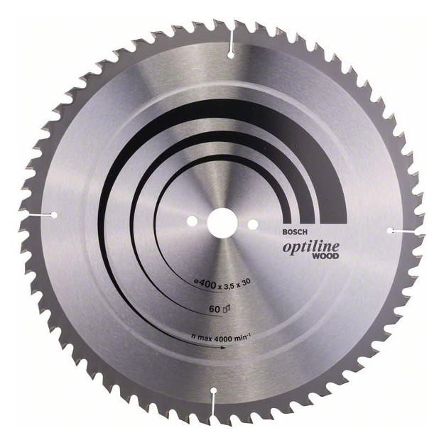 Bild HM-Kreissägeblatt 400x3,5/2,5x30 60Z WBosch VE à 1 Stück OptilineWood für Tischsäg-0