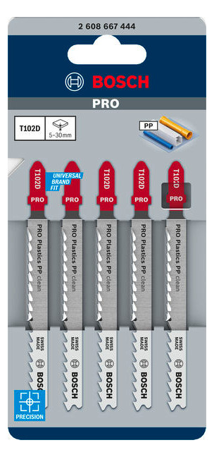 Bild Stichsägeblatt T 102 D Bosch VE à 5 Stück Clean for PP-1