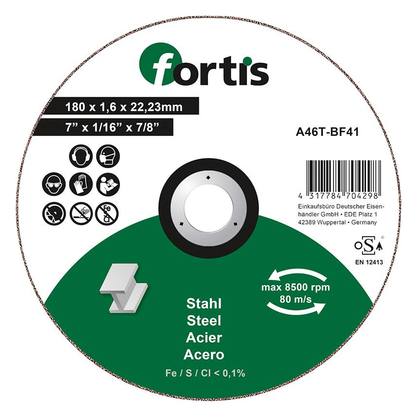 Bild Trennscheibe Stahl 180 x 1,6mm gerade FO RTIS - fortis-0