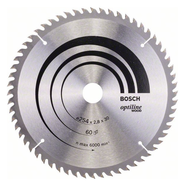 Bild HM-Kreissägeblatt 254x2,8/1,8x30 60Z WZ Bos VE à 1 Stück OptilineWood für Tischsäg - BOSCH-0