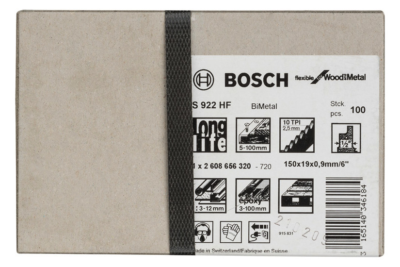 Bild Säbelsägeblatt S 922 HF Bosch VE à 100 S tück Flexible f Wood and Metal-1