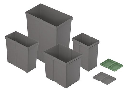 Bild Eimer 17 l, Kunststoff, anthrazit, B x T x H 225 x 304 x 295 mm, Für Abfallsystem AvanTech YOU Pull, ArciTech Pull, InnoTech Pull - Hettich-1