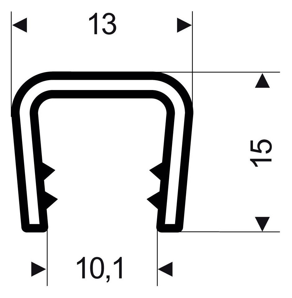 Bild Kantenschutz flexibel konisch, schwarz, 13x15 mm, Klemmbereich 6,0-8,0mm, 50m FO - fortis-0