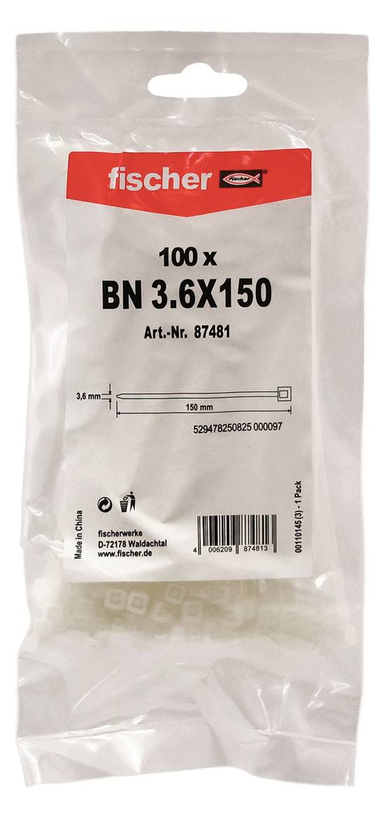 Bild Kabelbinder BN 3,6x 150 transparent Nylon - fischer-1