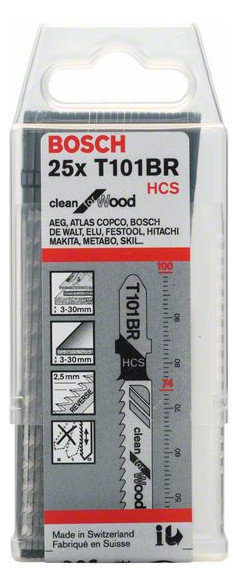 Bild Stichsägeblatt T 101 BR Bosch VE à 25 Stück Clean for Wood-1