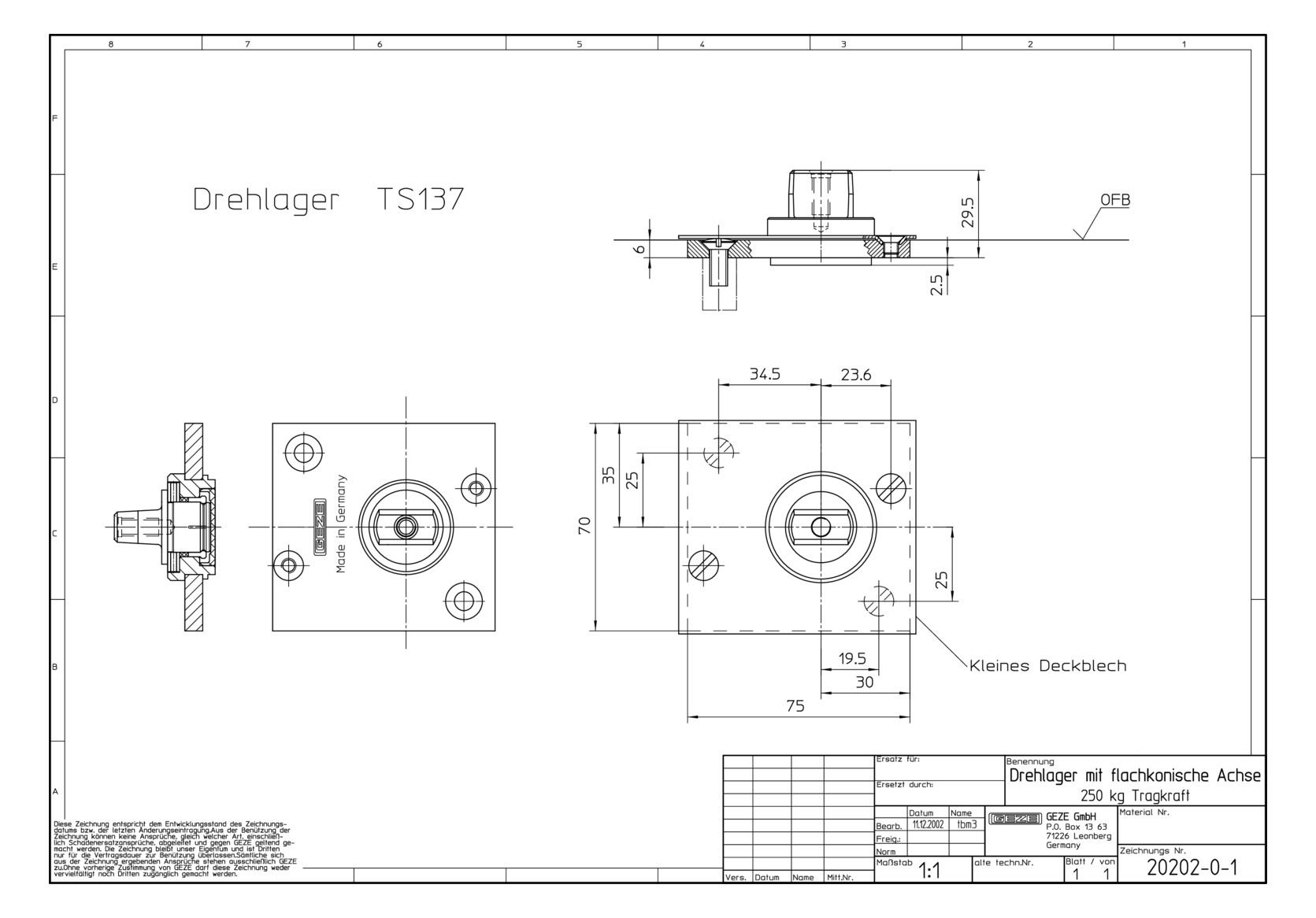 Bild Drehlager TS 137 B silberfarbig - GEZE-1