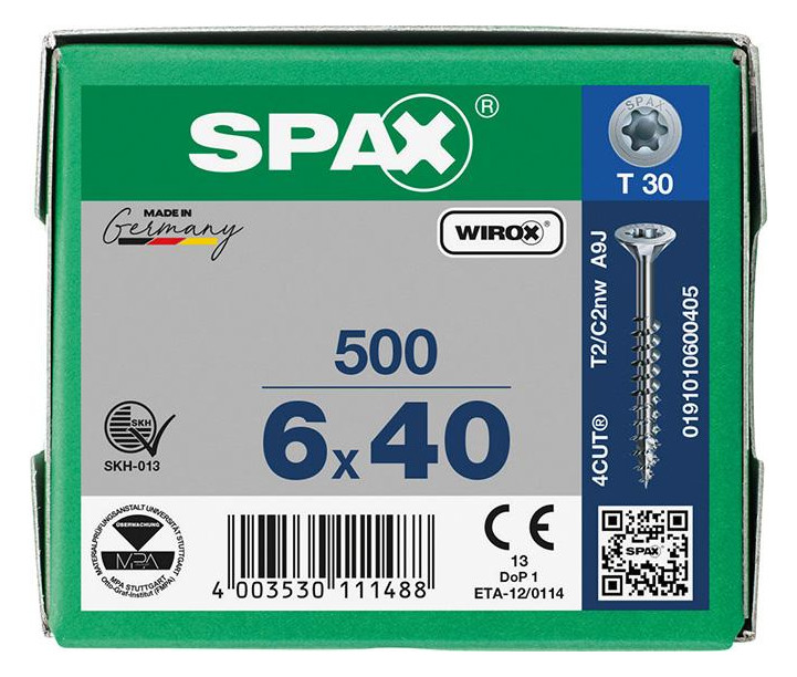 Bild Universalschraube Senkkopf 6x40mm,Teilgw,Innensechsrund T30,WIROX - SPAX-2