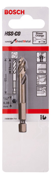 Bild HSS-Co Zentrierbohrer Ø7,15x65 6-kant Bosch VE à 1 Stück für Power Change-Adapte-1