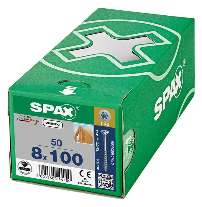 Bild Holzbauschraube Senkkopf 8x100mm,Teilgw,Innensechsrund T40,WIROX - SPAX-1