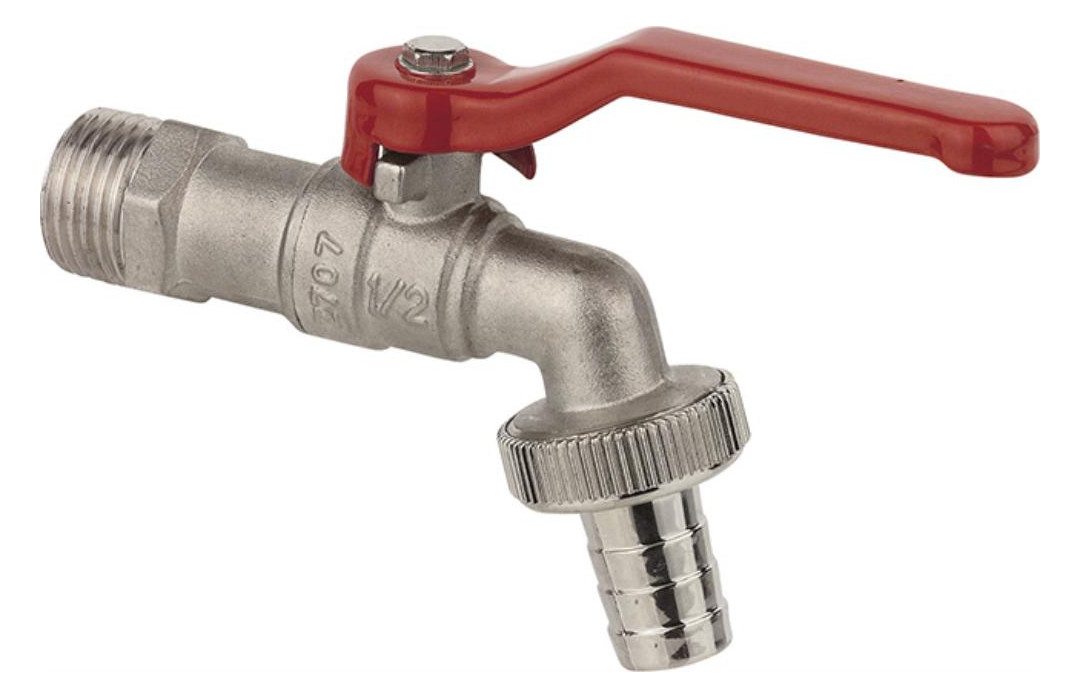 Bild MS Kugel-Auslaufhahn, ve vernickelt, 1/2 ""AG x 3/4""AG x 1/2""T - KIRCHHOFF-0