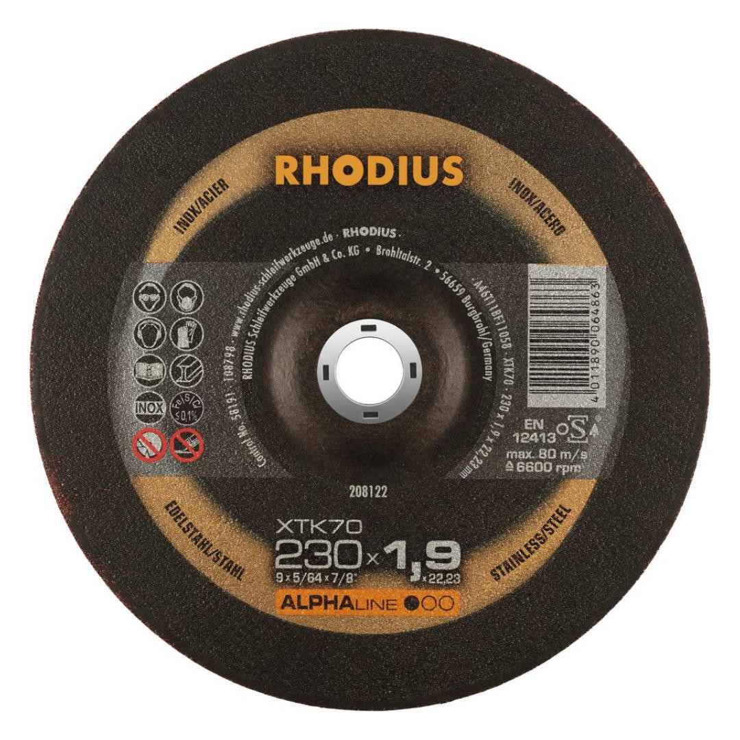 Bild Trennscheibe XTK70 230 x 1,9mm gekröpft Rho dius - RHODIUS-0