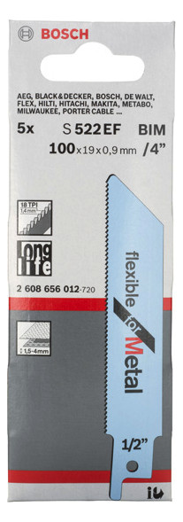 Bild Säbelsägeblatt S 522 EF Bosch VE à 5 Stück Flexible for Metal-1