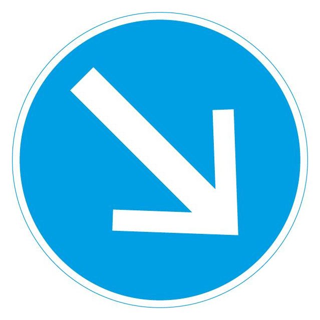 Bild VKZ.222 Ronde 600mm Fahrtrichtung rechts RAL-Gütezeichen Folie RA2 - Neutral-0