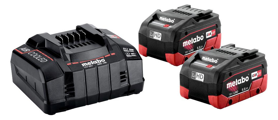 Bild Akku-Starter Set LiHD 18,0 V 2 x 5,5 Ah Metabo Ladegerät ASC 145 metaBOX-0