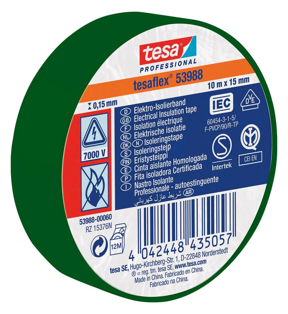 Bild PVC-Elektroisolierband 20m x 19mm, grün - tesa-0