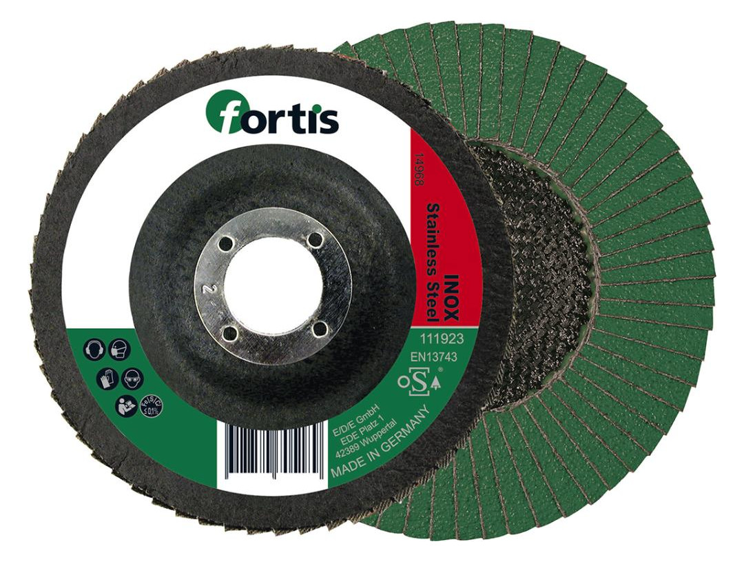 Bild Fächerschleifscheibe Inox 125mm K60 gewö lbt FORTIS-0