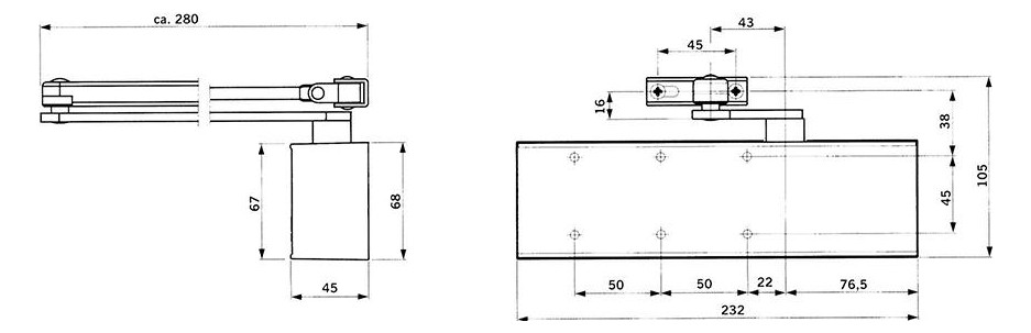 Bild Türschließer TS 72 EN 2-4,o. Gestänge,RAL 9006 - dormakaba-1