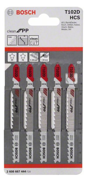 Bild Stichsägeblatt T 102 D Bosch VE à 5 Stück Clean for PP-1