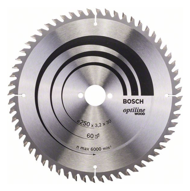 Bild HM-Kreissägeblatt 250x3,2/2,2x30 60Z WZ Bos VE à 1 Stück OptilineWood für Tischsäg - BOSCH-0