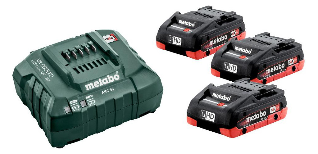Bild Akku-Starter Set LiHD 18,0 V 3 x 4,0 Ah Metabo Ladegerät ASC 55 Karton-0