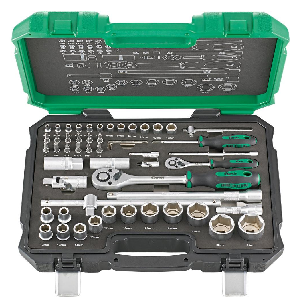 Bild Steckschlüssel-Garnitur 1/4""+1/2"" 55-t eilig FORTIS-0