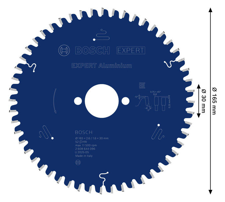 Bild HM Kreissägeblatt 165x2,6x30mm Z52 TF-Bo sch Expert Aluminium - BOSCH-3