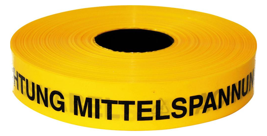 Bild Trassen-Warnband 250 m Acht. Mittelspann ungskabe gelb - KELMAPLAST-0