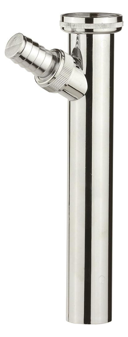 Bild Tauchrohr Siphon, Chrom, 1 1/4""x 3/4""Tx 200x 32mm mit Waschgeräteanschl. mit W - KIRCHHOFF-0