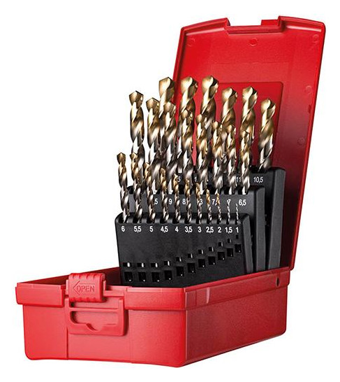 Bild Spiralbohrer Set 1-13mm x0,5 in A002 in Box 118G Typ N 4xD 25tlg. Tin Tip A09520 - DORMER PRAMET-0
