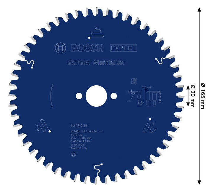 Bild HM-Kreissägeblatt 165x2,6/1,6x20 52Z Bos ch VE à 1 Stück Expert for Aluminium - BOSCH-3