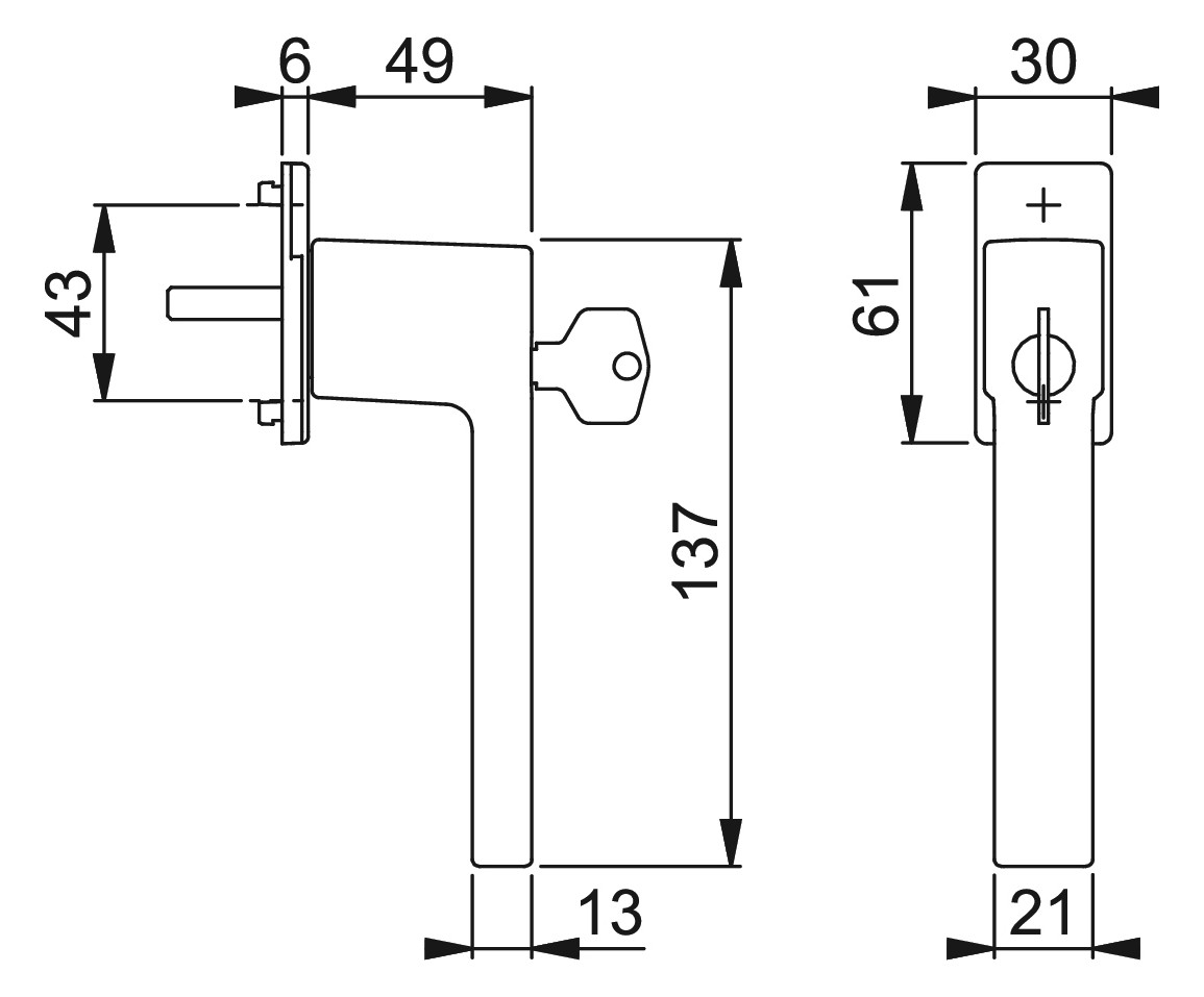 Bild Drehkipp-Fenstergriff, abschließbar, Austin 0769S/U959 100NM, gleichschließend, DIN Links-Rechts, 7/37mm, schwarz matt - HOPPE-1