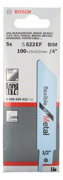 Bild Säbelsägeblatt S 522 EF Bosch VE à 5 Stück Flexible for Metal-1
