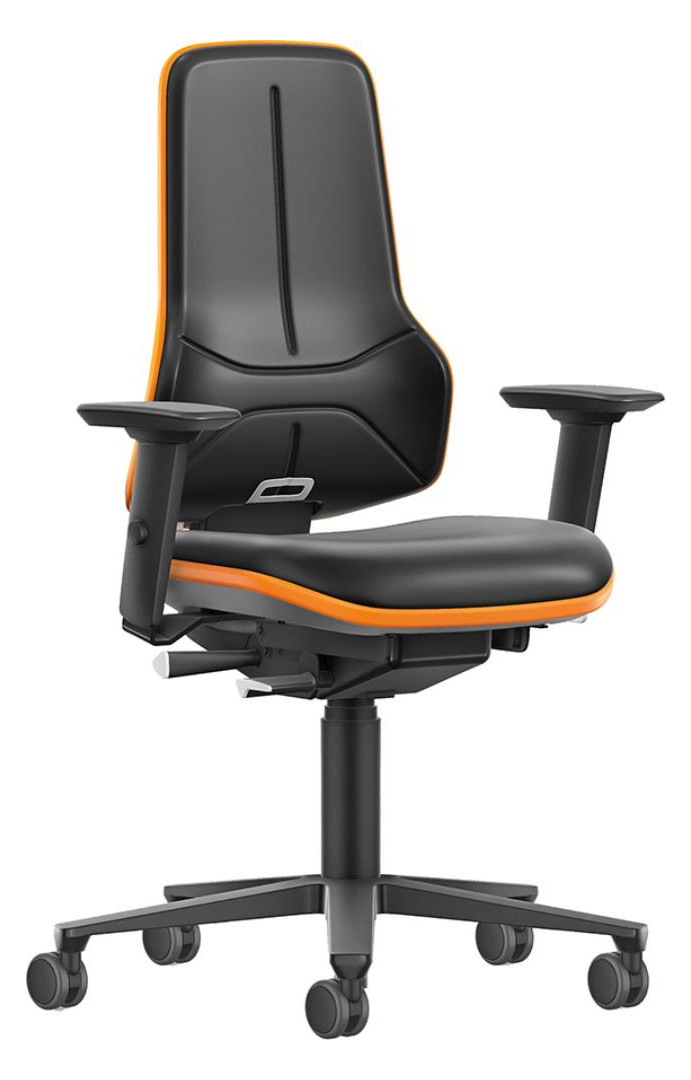 Bild Bimos Arbeitsstuhl XXL orange mit Rollen Kunstleder mit Armlehnen-0
