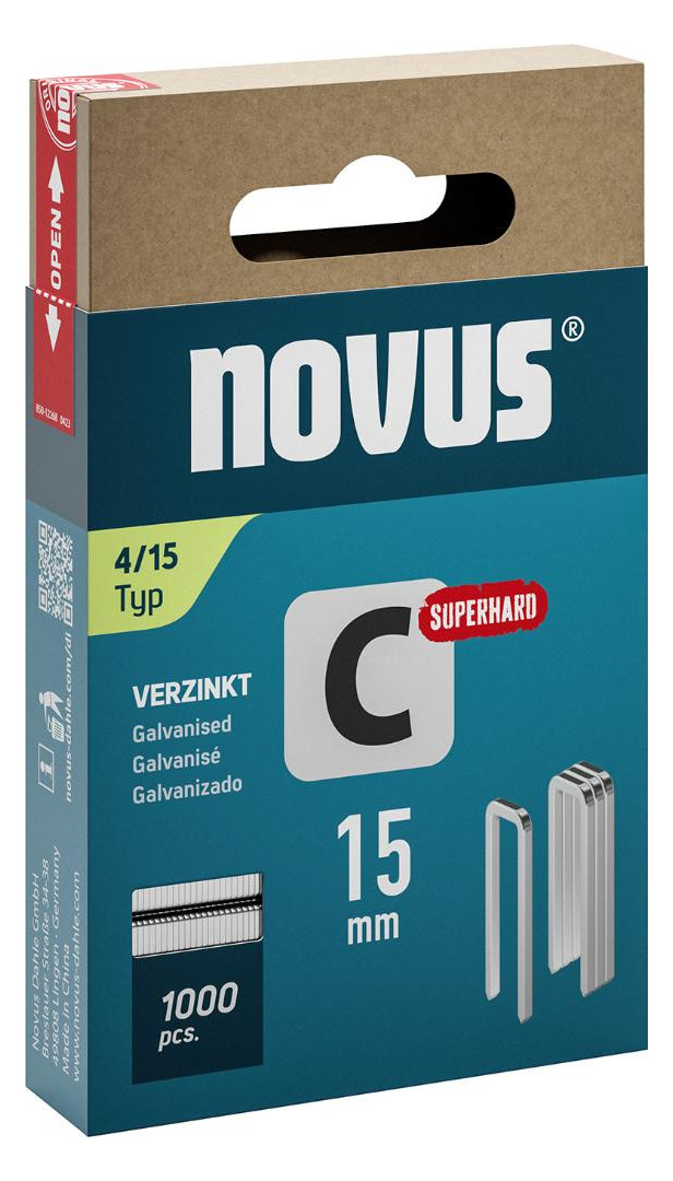 Bild Schmalrückenklammer C Typ 4/15 mm Novus VE à 1000 Stück-0