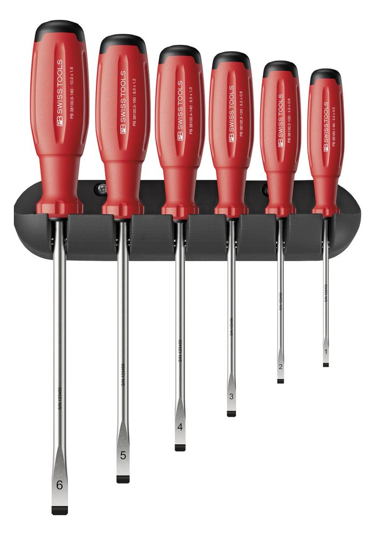 Bild Schraubendreher-Satz 6-teilig Schlitz im Wandhalter SwissGrip EVO PB Swiss-0