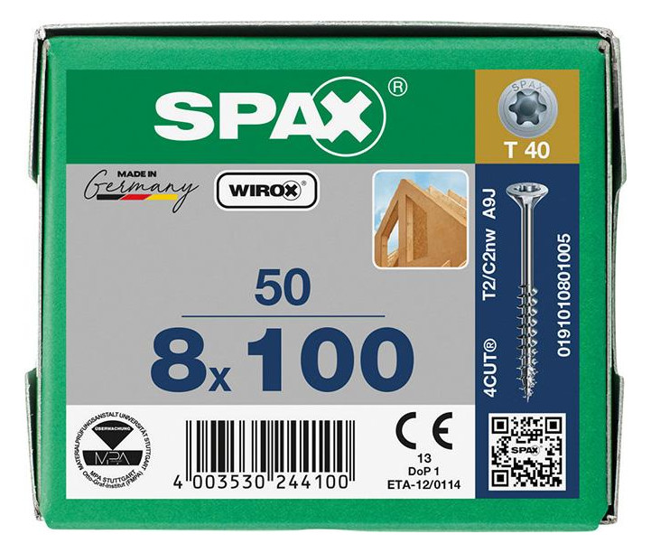 Bild Holzbauschraube Senkkopf 8x100mm,Teilgw,Innensechsrund T40,WIROX - SPAX-2