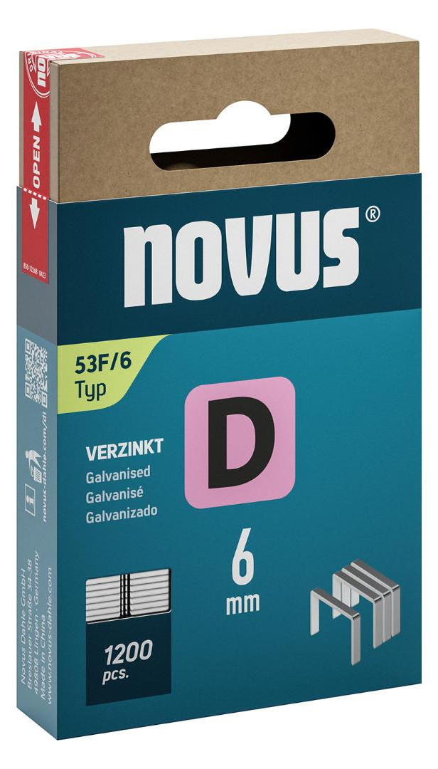 Bild Flachdrahtklammer D Typ 53F/6 mm zn Novu s VE à 1200 Stück - NOVUS-0