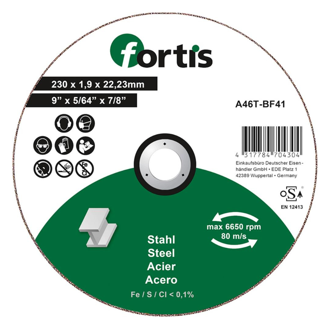 Bild Trennscheibe Stahl 230 x 1,9mm gerade FO RTIS - fortis-0