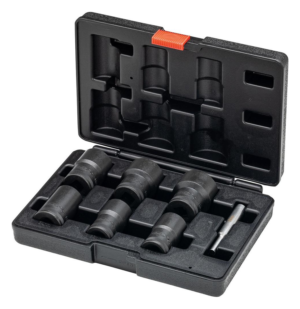 Bild Schraubenausdreher-Satz spiralgenutet 1/2"" mit Austreiber 7-teilig 21-32mm im K - Vigor-0