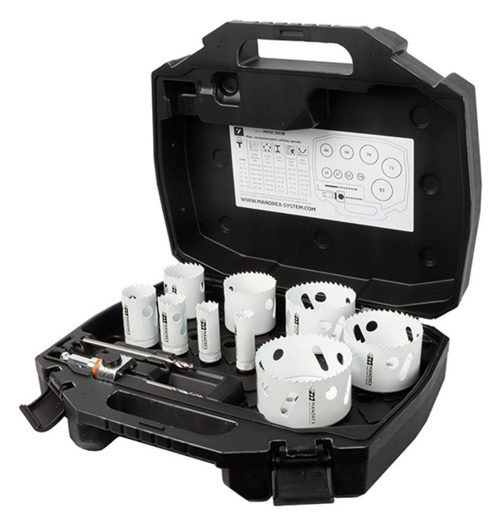Bild BiMetall Lochsägen Set MXqs Elektriker SpeedXCut M42 D19,22,27, 35,44,54,70,73,8 - MANDREX Smart tools for every job-0