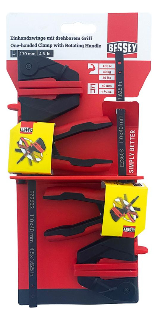 Bild Einhandzwinge EZ360S 110x40mm 2 Stück dr ehbarer Griff BESSEY-1