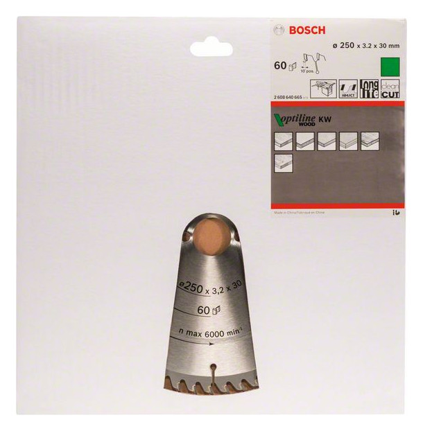 Bild HM-Kreissägeblatt 250x3,2/2,2x30 60Z WZ Bos VE à 1 Stück OptilineWood für Tischsäg - BOSCH-1