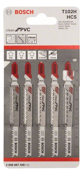 Bild Stichsägeblatt T 102 H Bosch VE à 5 Stück Clean for PVC-1