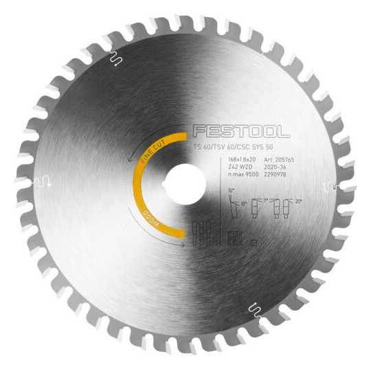 Bild Kreissägeblatt HW 168x1,8x20 WD42 WOOD FINE CUT - Festool-1